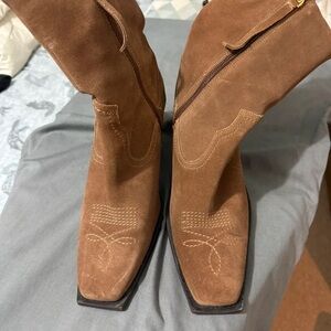 Stylish Brown Suede Heeled Boots